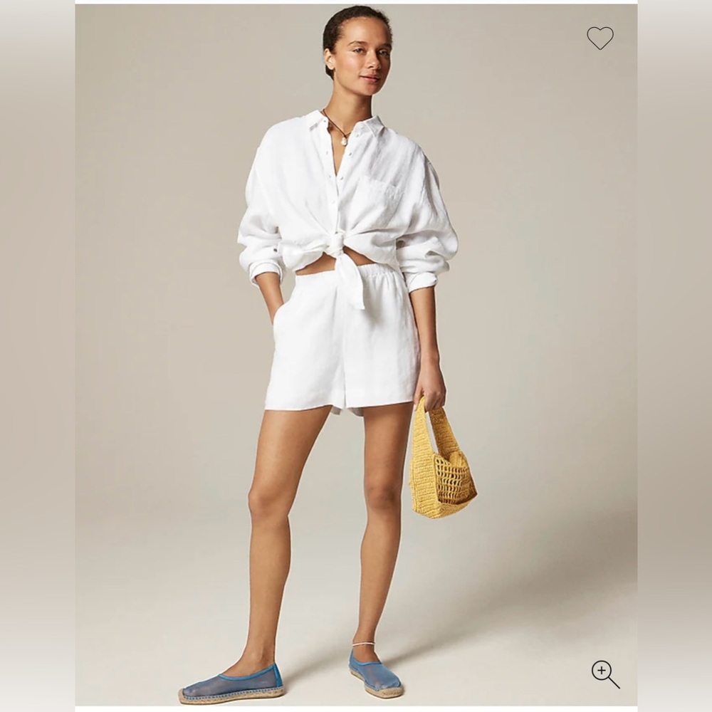 J Crew women’s relaxed white linen pull on shorts XL with pockets!